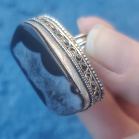 New Overzized Solar Quartz Agate 925 Silver Ring. - Picture 9 of 12